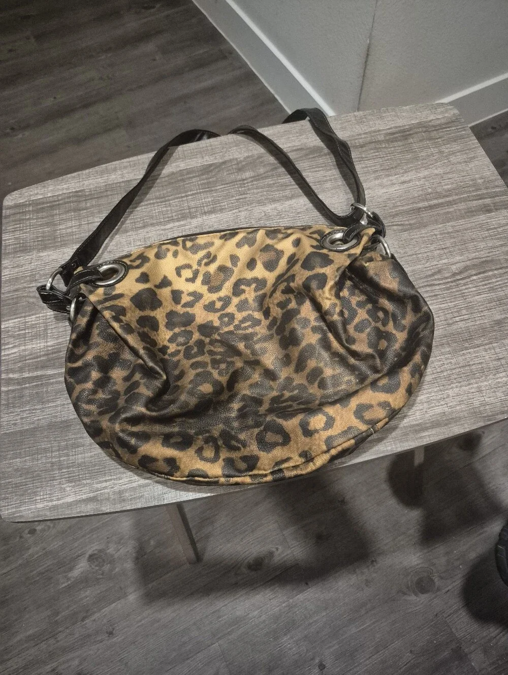 Emilie M Leopard Print Y2K Hobo Shoulder Bag Simulated Leather Animal Print